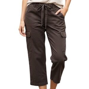 G H Bass Womens Cargo Capris Brown Cotton Drawstring Waist Size 4